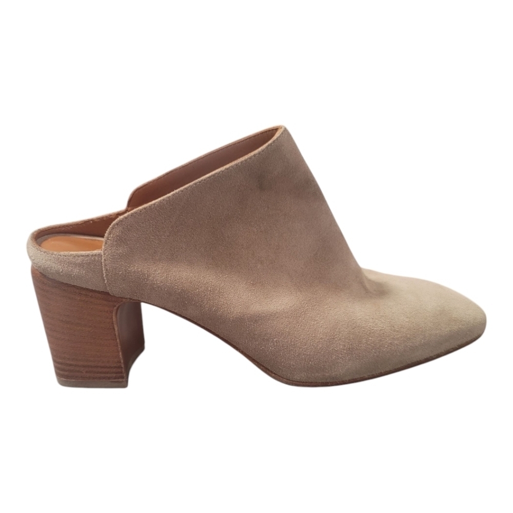 Aquatalia Elisabetta Slip-on Suede Block Heel Mule Booties - 10.5 - Tan - Picture 3 of 12